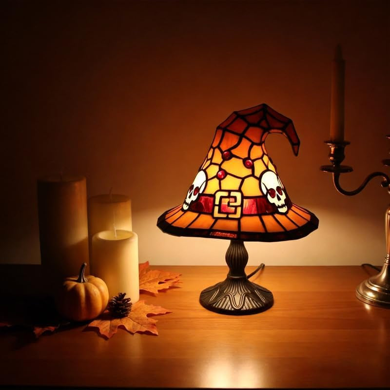 Witch Hat Stained Glass Lamp — The Halloween Glow-Up Your Shelf Needs