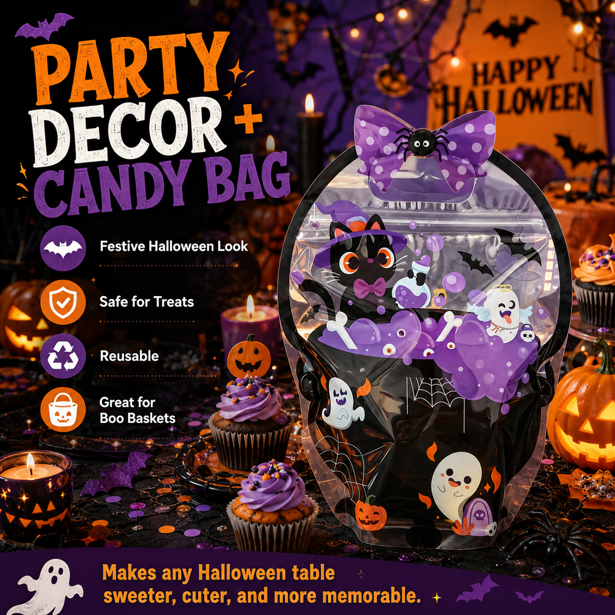 🎃 Halloween Trick-or-Treat Bags – Pumpkin & Green Pot Candy Bags 🍬
