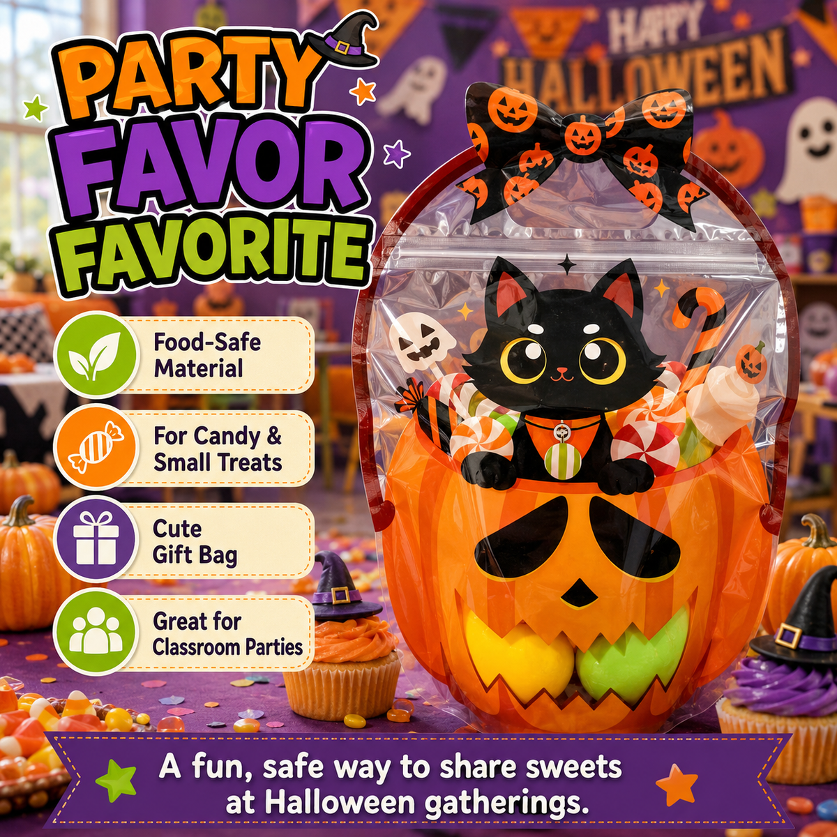 🎃 Halloween Trick-or-Treat Bags – Pumpkin & Green Pot Candy Bags 🍬