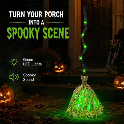 Animated Witch Broom with Lights & Spooky Sounds For Tiktok