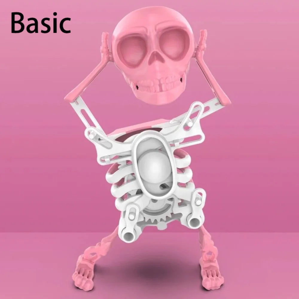 Luminous Dancing and Swinging 3D Skull Toy with Music with Lights Wind Up Skeletons Articulated Flexible Skeleton Stress Relief