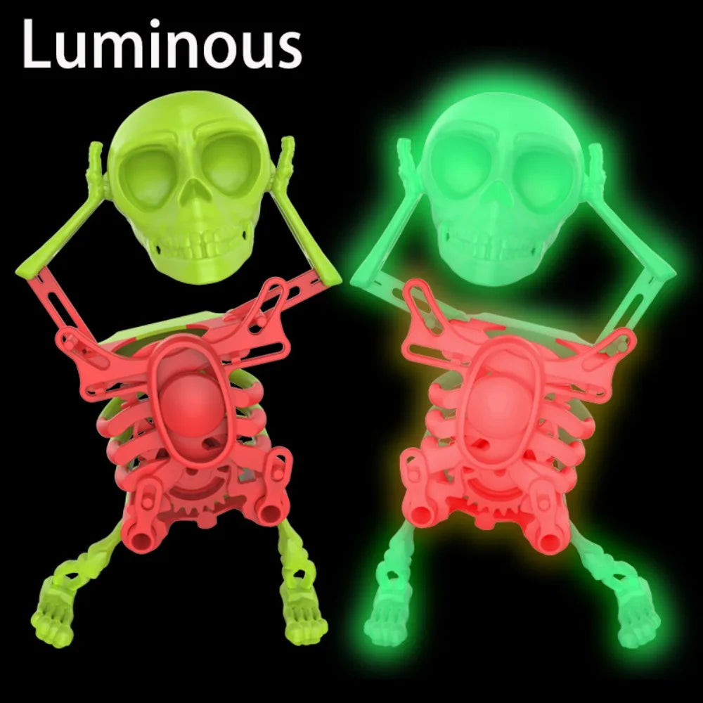 Luminous Dancing and Swinging 3D Skull Toy with Music with Lights Wind Up Skeletons Articulated Flexible Skeleton Stress Relief