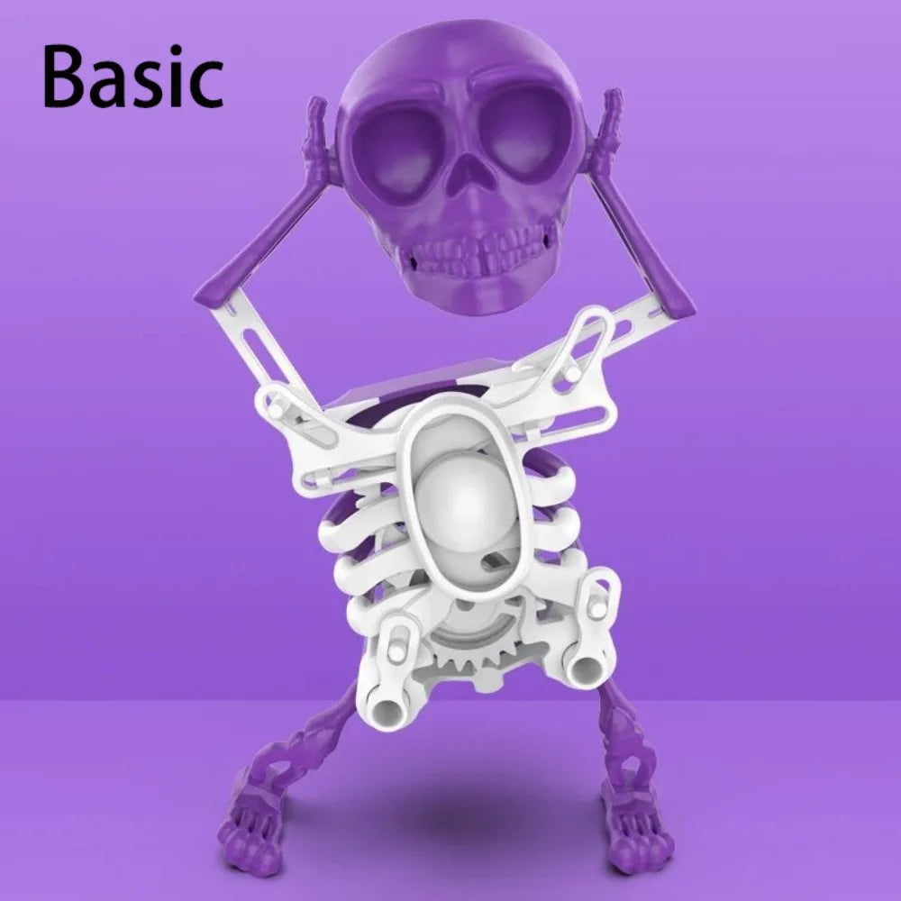 Luminous Dancing and Swinging 3D Skull Toy with Music with Lights Wind Up Skeletons Articulated Flexible Skeleton Stress Relief
