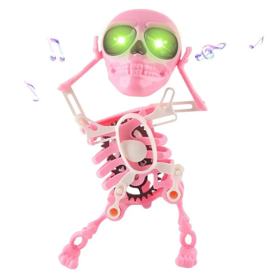 Luminous Dancing and Swinging 3D Skull Toy with Music with Lights Wind Up Skeletons Articulated Flexible Skeleton Stress Relief