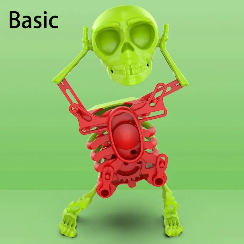 Luminous Dancing and Swinging 3D Skull Toy with Music with Lights Wind Up Skeletons Articulated Flexible Skeleton Stress Relief