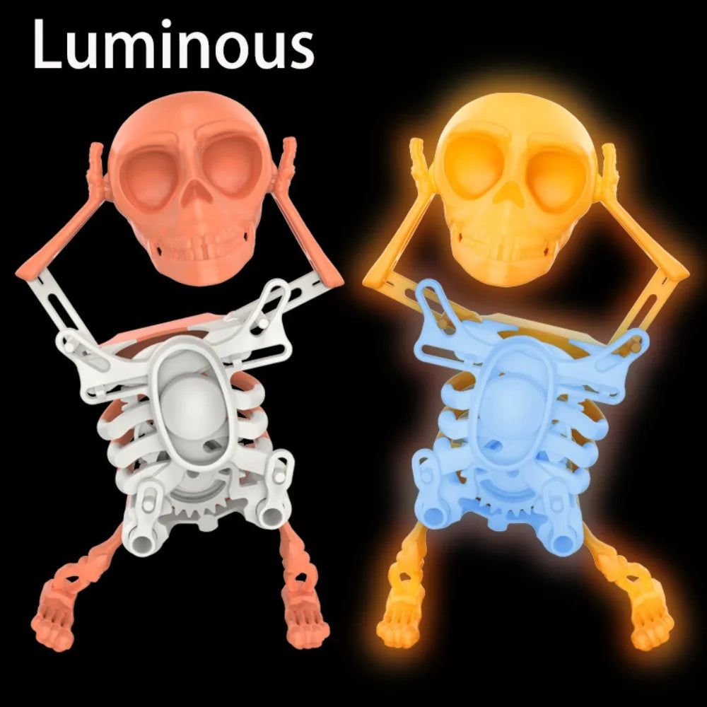 Luminous Dancing and Swinging 3D Skull Toy with Music with Lights Wind Up Skeletons Articulated Flexible Skeleton Stress Relief