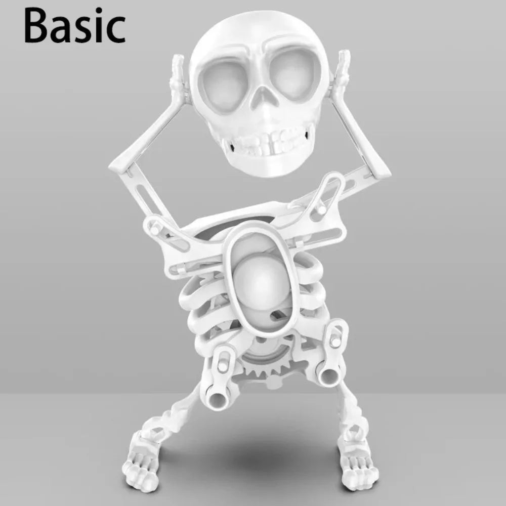 Luminous Dancing and Swinging 3D Skull Toy with Music with Lights Wind Up Skeletons Articulated Flexible Skeleton Stress Relief