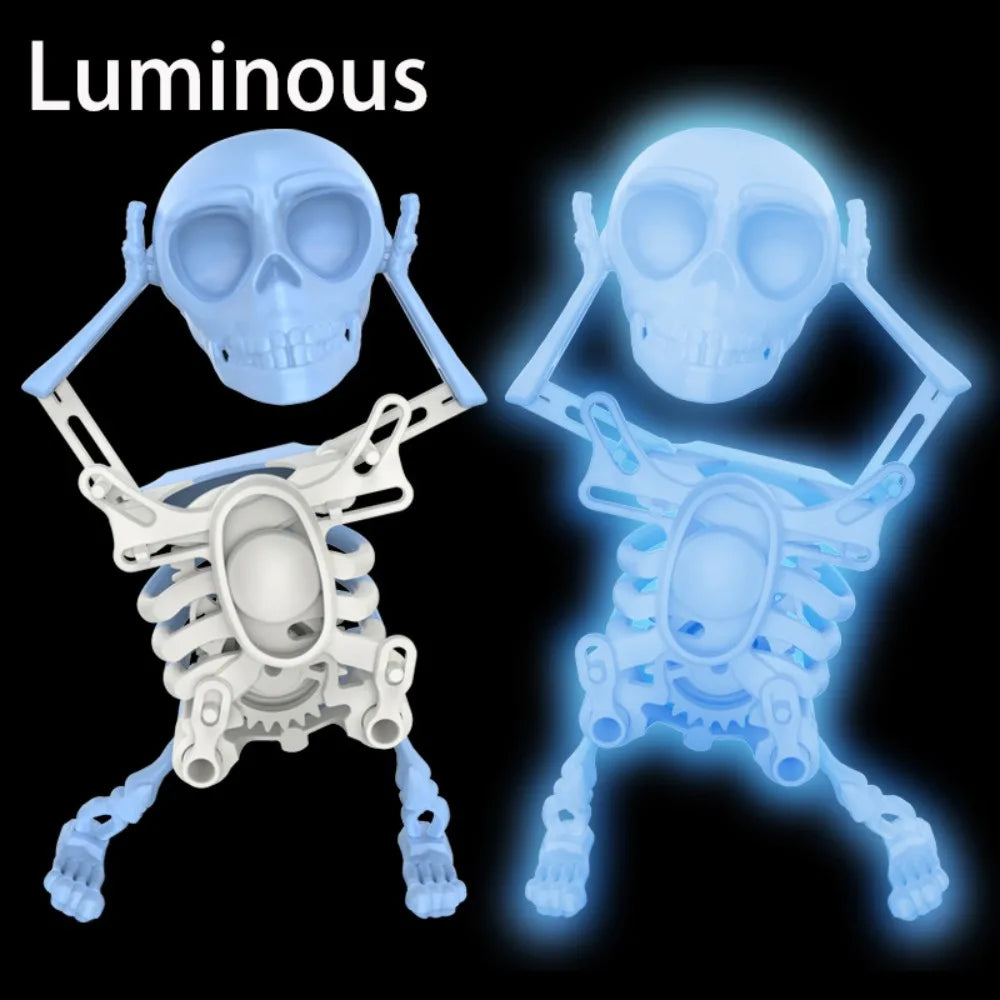 Luminous Dancing and Swinging 3D Skull Toy with Music with Lights Wind Up Skeletons Articulated Flexible Skeleton Stress Relief