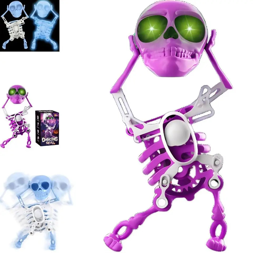 Luminous Dancing and Swinging 3D Skull Toy with Music with Lights Wind Up Skeletons Articulated Flexible Skeleton Stress Relief