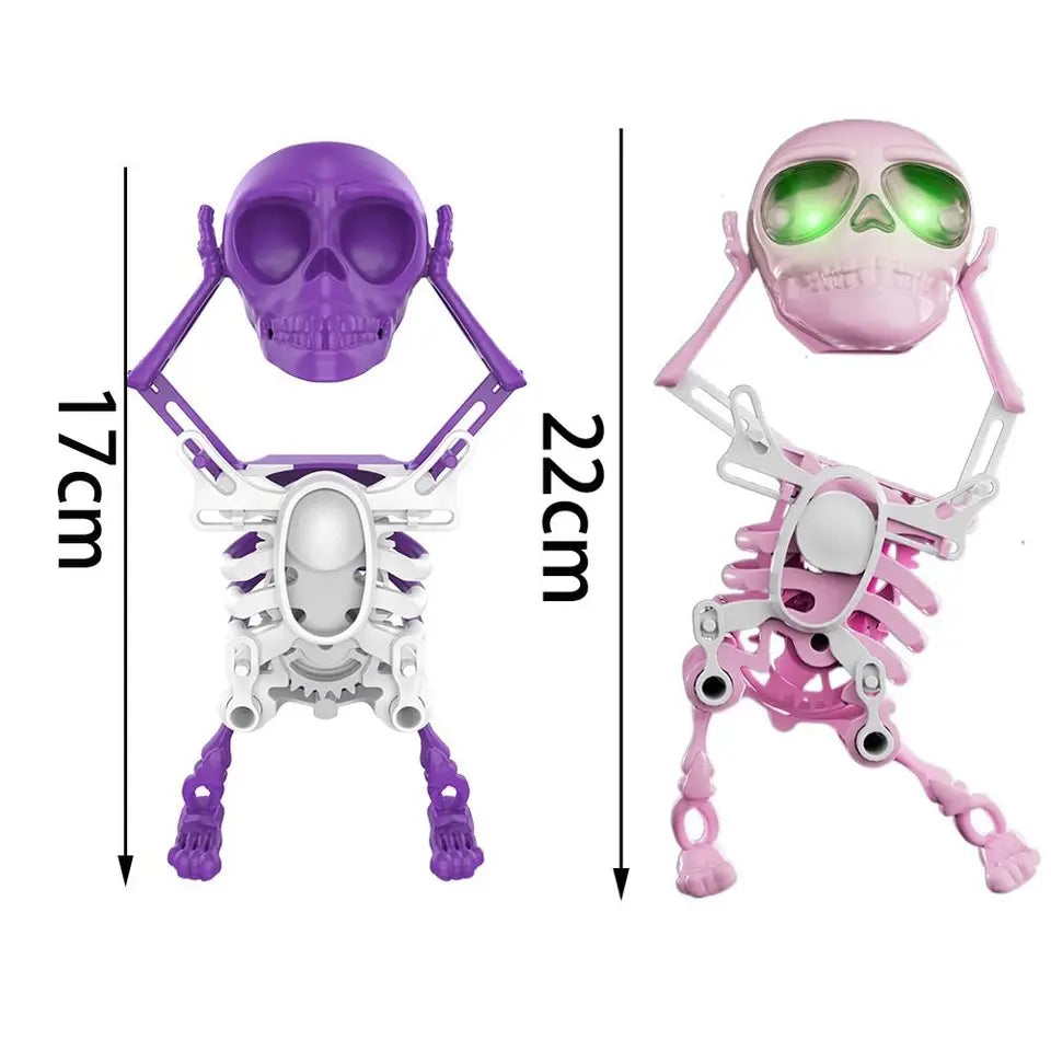 Luminous Dancing and Swinging 3D Skull Toy with Music with Lights Wind Up Skeletons Articulated Flexible Skeleton Stress Relief